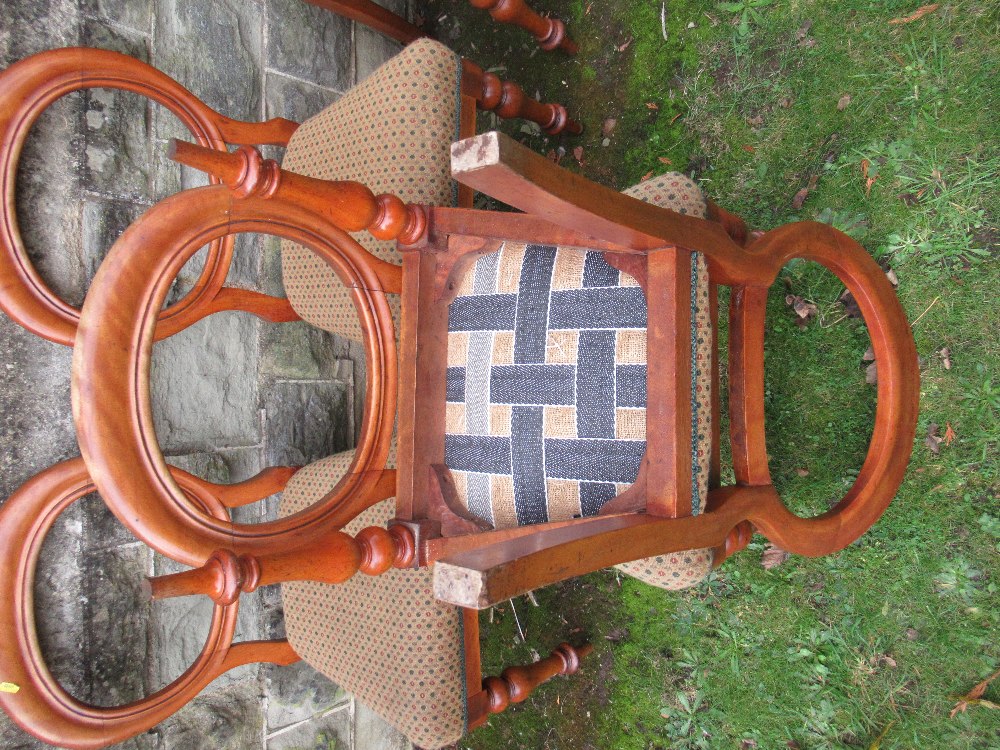 A set of 5 Victorian balloon back chairs - Image 3 of 3