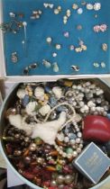 A collection of costume jewellery and Shell and other postcards