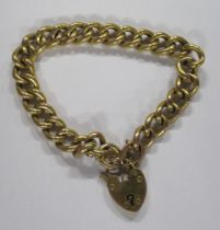 A 9ct gold hollow curb link bracelet, with padlock clasp, weight 13.5g