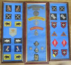 Framed military badges