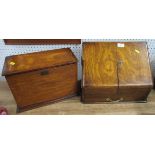 A Steele & Co Birmingham oak stationary box, fitted with compartments and drawers, with fall flap,