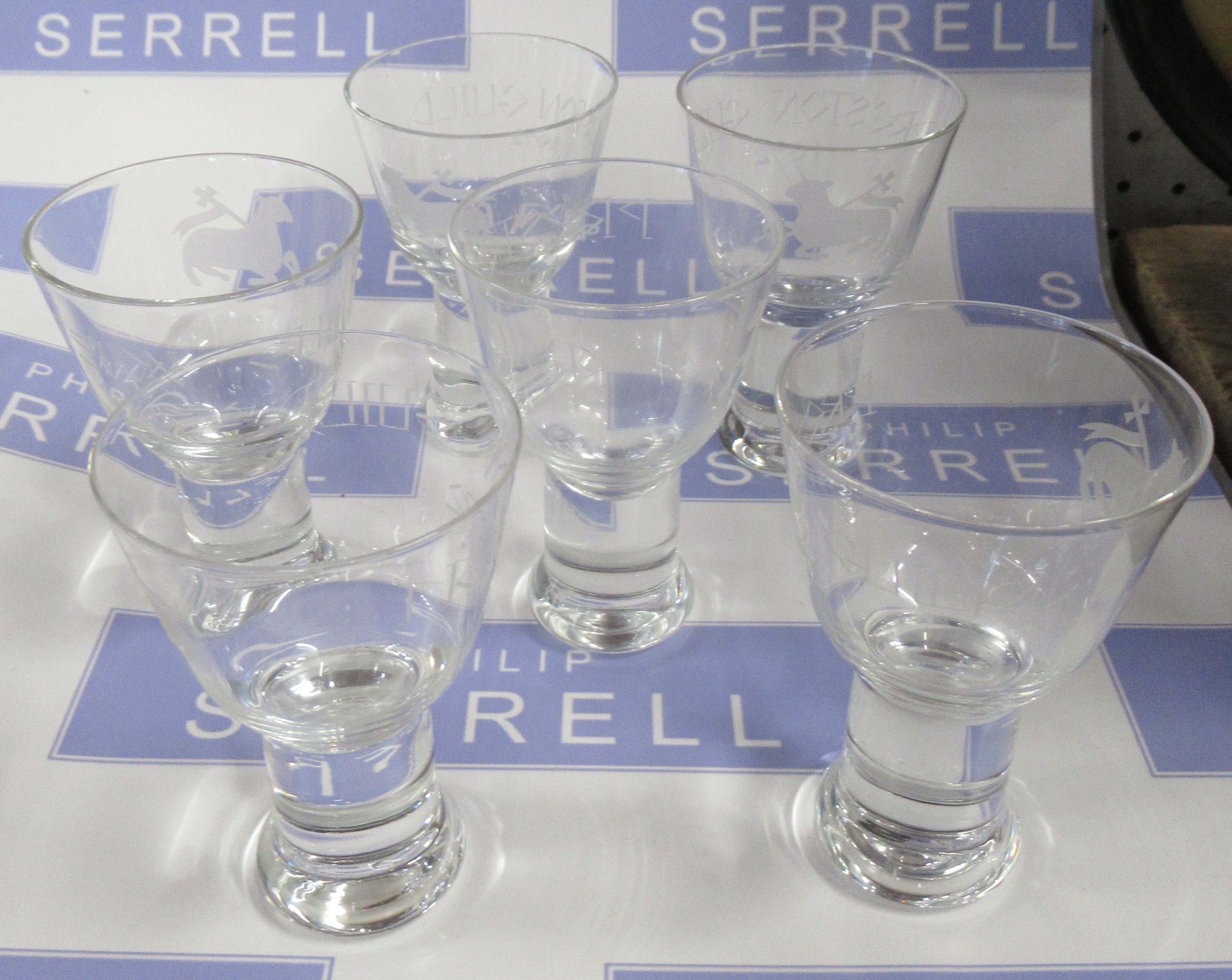 A set of six glasses, etched Preston Guild 1972
