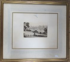 Gianni Raffaelli, limited edition black and white etching, view of Florence, 11ins x 14.5ins
