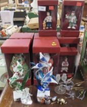 Eight Villeroy & Boch Christmas and other figures, together with glass birds, cloisonne animals etc