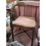 An Edwardian inlaid corner chair