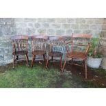 Three Elm country chairs and oak armchair