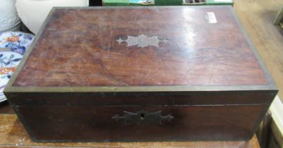 A 19th century rosewood box, interior af, 15ins x 9ins, height 5ins