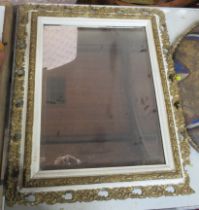 A wall mirror, with gilt and white frame, overall 24ins x 20ins