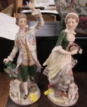 A pair of Sitzendorf porcelain figures