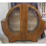An Art Deco display cabinet, height 49.5ins, width 53ins, depth 12ins