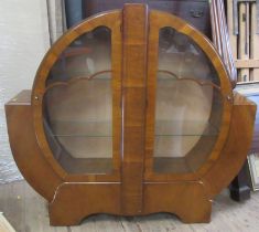 An Art Deco display cabinet, height 49.5ins, width 53ins, depth 12ins