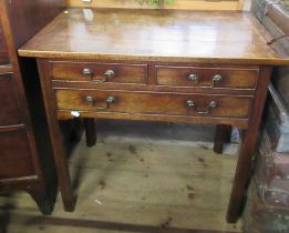 A 19th century mahogany low boy, fitted with three drawers, 30ins x 18ins, height 28ins