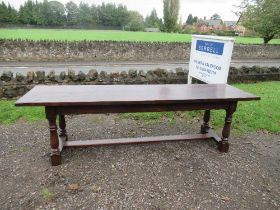 An oak refectory table, by Stephen Edwards , width 30ins, length 108ins, height 31ins