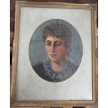 An oval oil, portrait of a woman, maximum diameter 13.5ins
