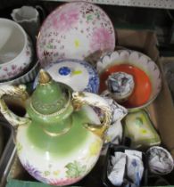 A box of mixed ceramics, to include a Poole pottery jug, vases etc