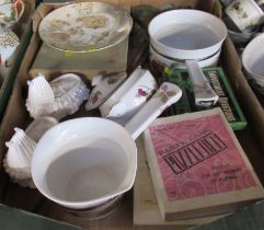 A box of assorted items, to include china, a book etc