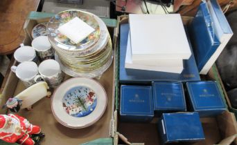 Two boxes of china, including Royal Worcester, collectors plates