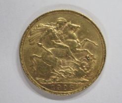 A 1908 gold sovereign