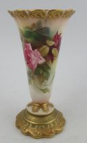A Royal Worcester vase, decorated with roses, shape number G706, height 6.5ins