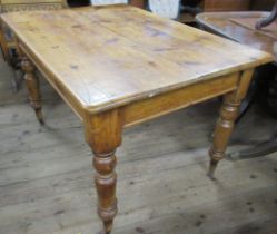 A pine Kitchen table, fitted with an end drawer, 50ins x 35ins, height 30ins