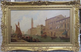 William Raymond Dommerson, oil on canvas, Venetian canal scene, signed William D. Raymond, 18ins x