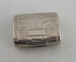 A Georgian silver vinaigrette, formed as a bag, with silver gilt pierced and engraved grill,