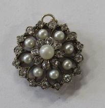 A Victorian diamond and pearl openwork pendant, weight 5.5g
