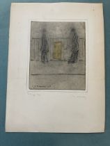 In the manner of Lowry - 5 pencil sketches of figures by a fence all bearing the signature L S Lowry