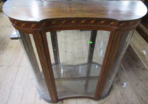 A mahogany glazed display cabinet, having inlaid and crossband decoration, width 41ins, height