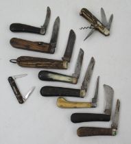 A collection of ten assorted Victorian pocket Knives, various makers  - THIS LOT CANNOT BE POSTED