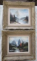 Heinz L Koller, pair of oil on artist boards, landscapes, 7.5ins x 9.5ins