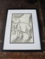 Bears signature Laura knight, pencil sketch, elephant in the circus ring, 11ins x 7.5ins