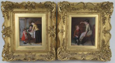 William Hemsley, two oil on boards, Bob Cherry and Finger in the Pie, interior scenes with children,