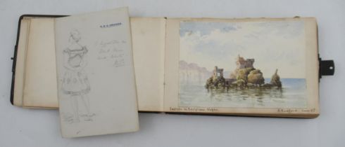 A 19th century sketch book, inscribed Fanny Rice Turner '97, containing watercolour and pencil