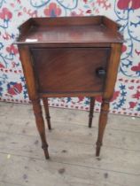 A 19th century tray top bedside cabinet , width 15.5ins, height 32ins