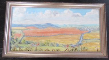 Eric J Taylor, oil on canvas, Aston Crews, 12ins x 24ins, together with three prints of local