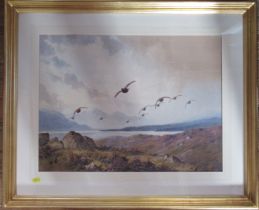 J C Harrison, two watercolours, Covey of Grouse and Grouse off the Tops, 16ins x 22ins and 12ins x