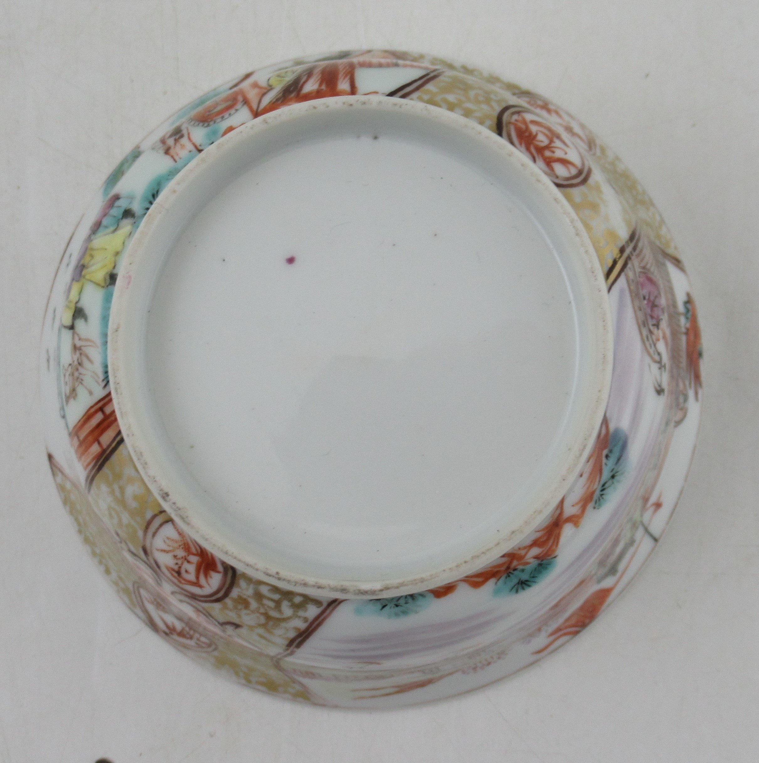 A Chinese porcelain bowl and a saucer, decorated with figures in landscape, diameter 4.5ins of both, - Image 5 of 5