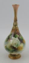 A Royal Worcester vase, decorated with roses by J Lander, shape number H304, height 9.75ins