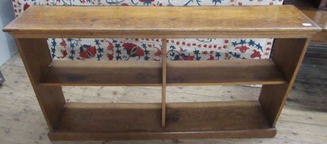 An oak set of shelves, width 59ins, depth 12ins, height 32ins