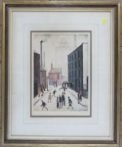 L S Lowry, colour print, Industrial Scene, published by Venture Prints Ltd, signed in pencil, 14.