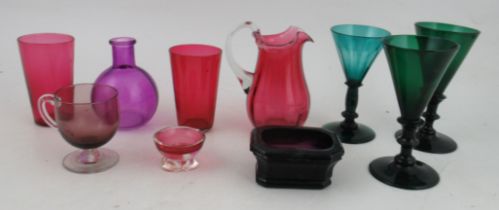 A collection of coloured glass, to include 19th century examples