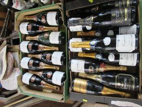 Two boxes of Champagne and sparkling white wine, to include pere ventura Cava, Oudinot Champagne ,