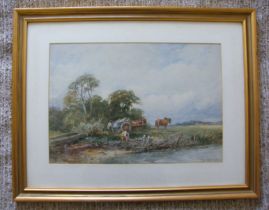 David Bates, watercolour, A Bend on the Senny, 14ins x 20.5ins