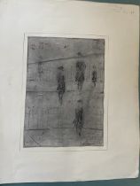 In the manner of Lowry - 4 pencil sketches all bearing the signature L S Lowry with 3 and 4