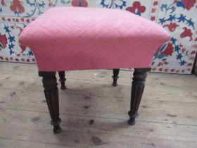 A Regency design square foot stool the upholstered top raised on four reeded legs, height 18ins,