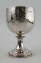 A Victorian silver goblet, with gilt interior, engraved for "North Staffordshire Hunt 1884",