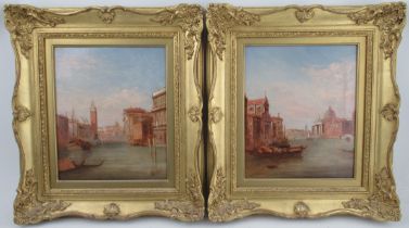 Alfred Pollentine, a pair of oil on canvas, Venetian scenes, 11.5ins x 9.5ins