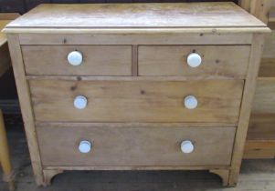 A pine chest of drawers, width 41ins, depth 19ins, height 32ins
