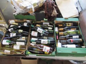 A large collection of red and white wine, two bottles of port etc